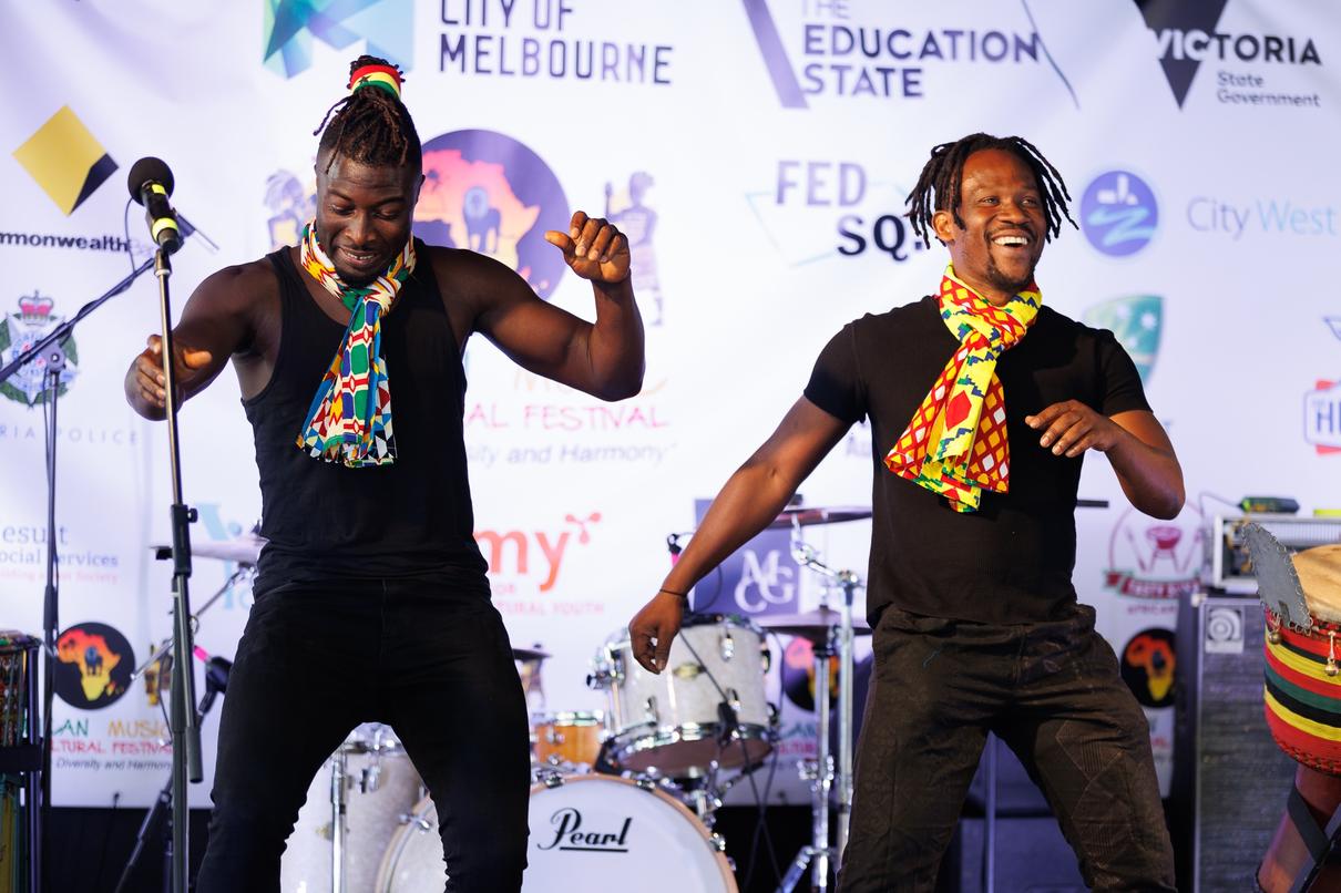Appiah and Kwame at the African Cultural and Music Festival, Fed Square, Melbourne
